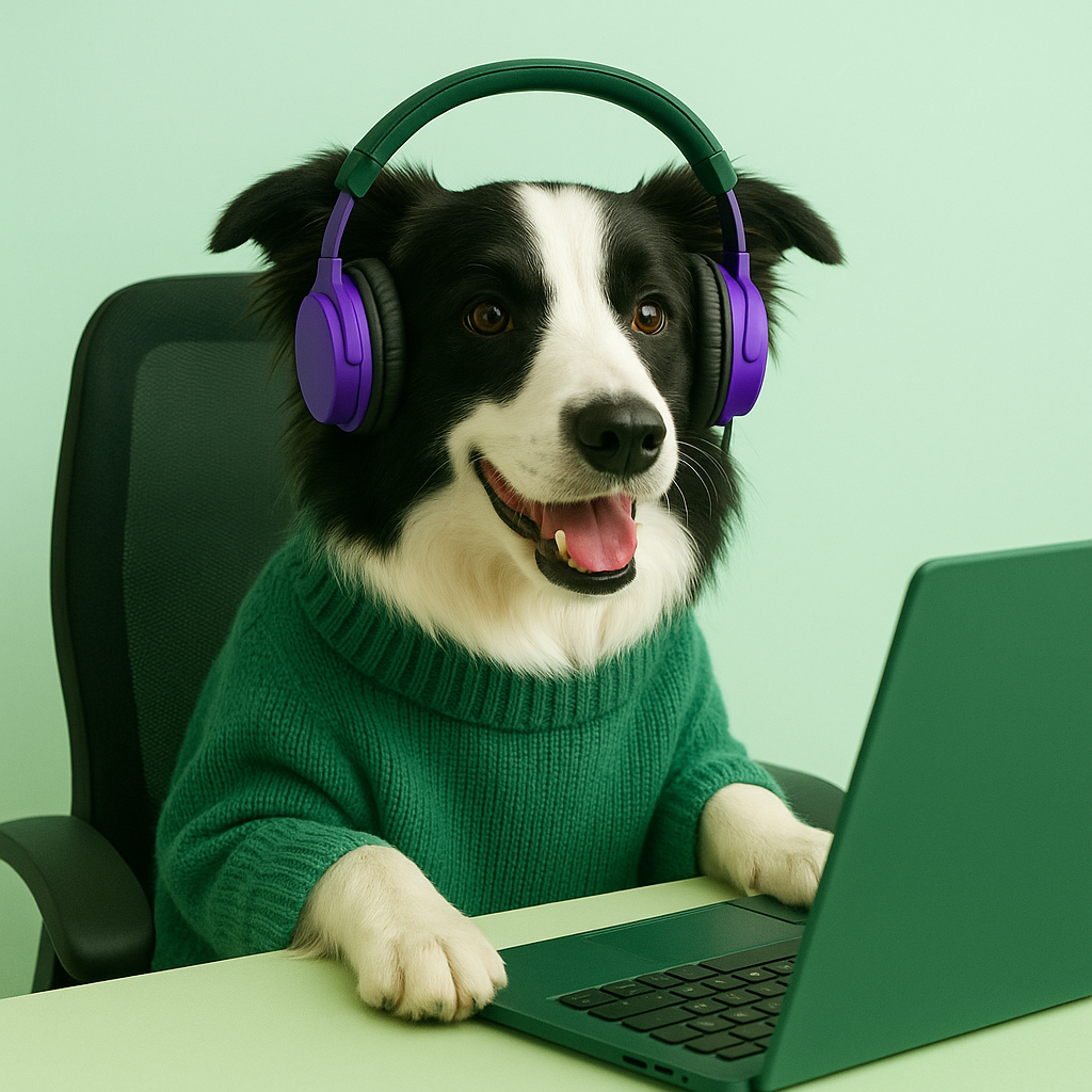 Perrito con teléfono